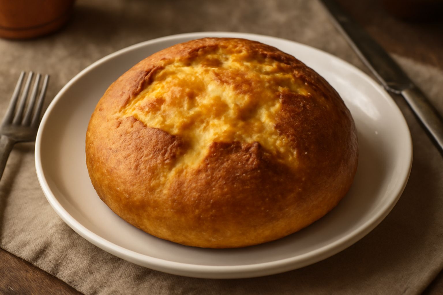 Pane di semola gialla con formaggio, tagliato a fette, con crosta dorata e croccante, migliaccia interna soffice e bianca, disposto su un tagliere di legno con una ciotola di formaggio grattugiato sul