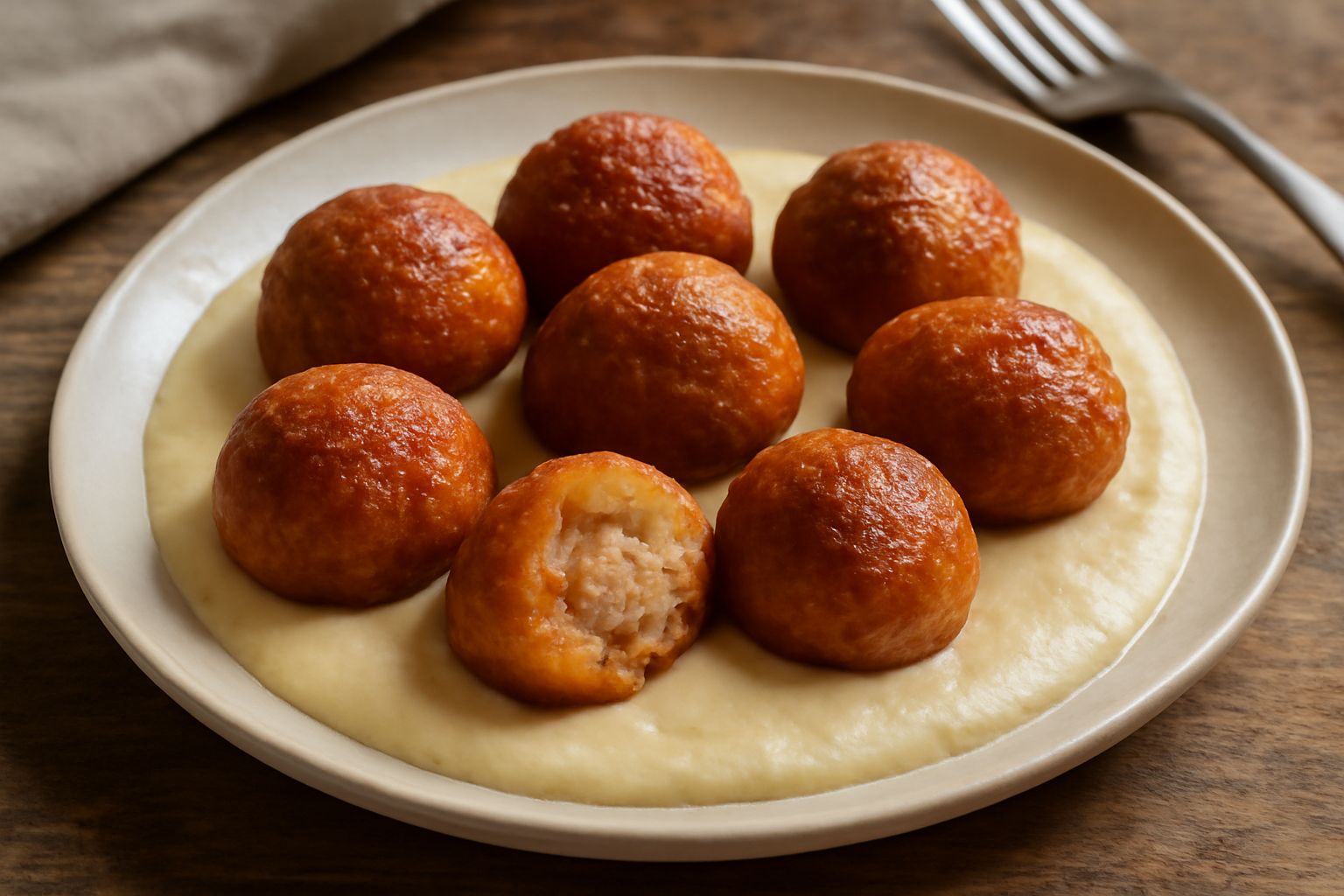 Frittelle dorate di paparot ammucchiate su un piatto bianco, cosparse di zucchero semolato brillante, con alcuni pezzi interi e altri spezzati a mostrare l interno morbido e dorato