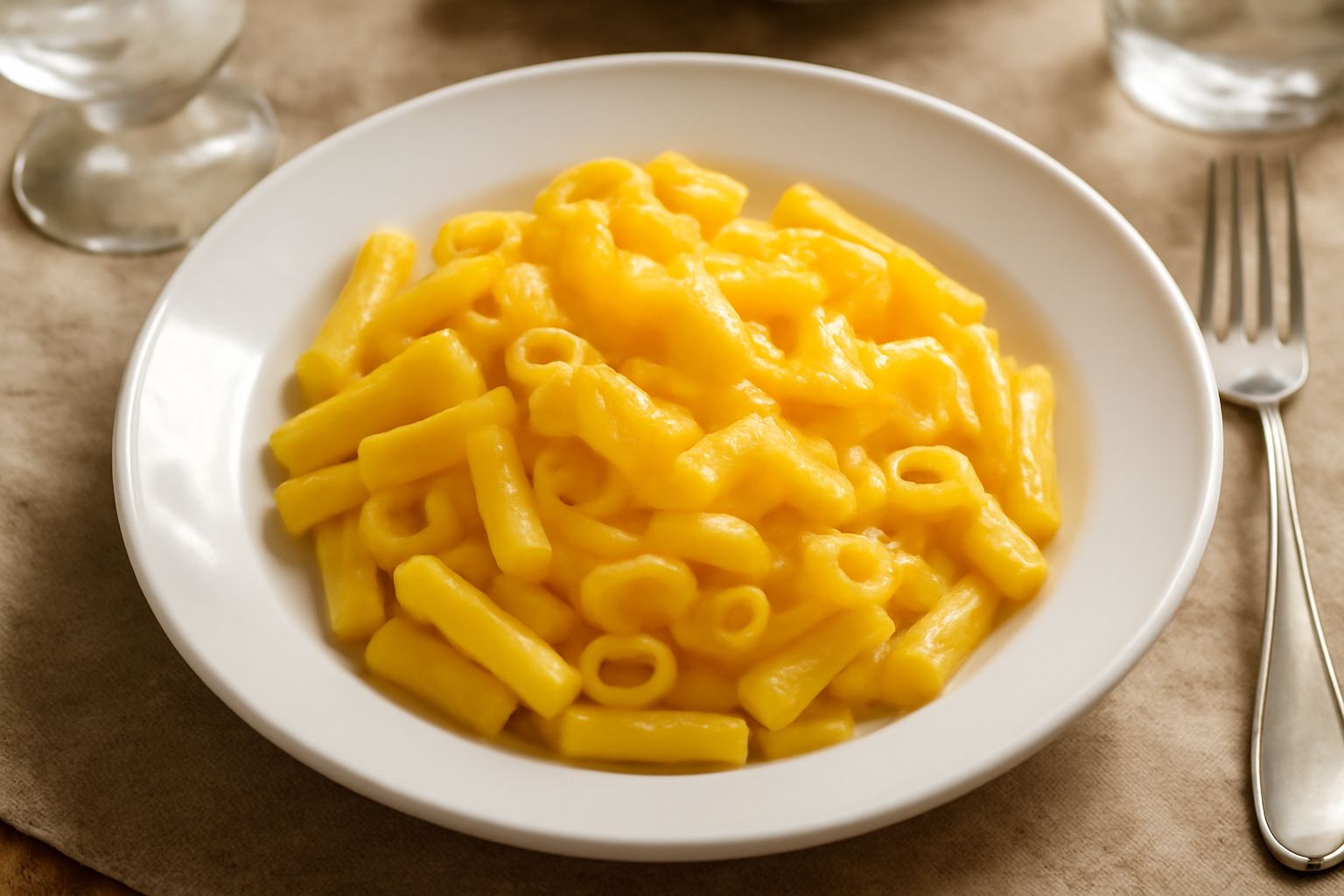 Piatto di pasta con l'uovo colore giallo dorato, cremosa e lucida, con scaglie di parmigiano e pepe nero visibile in superficie, con uova intere appoggiate sul bordo del piatto