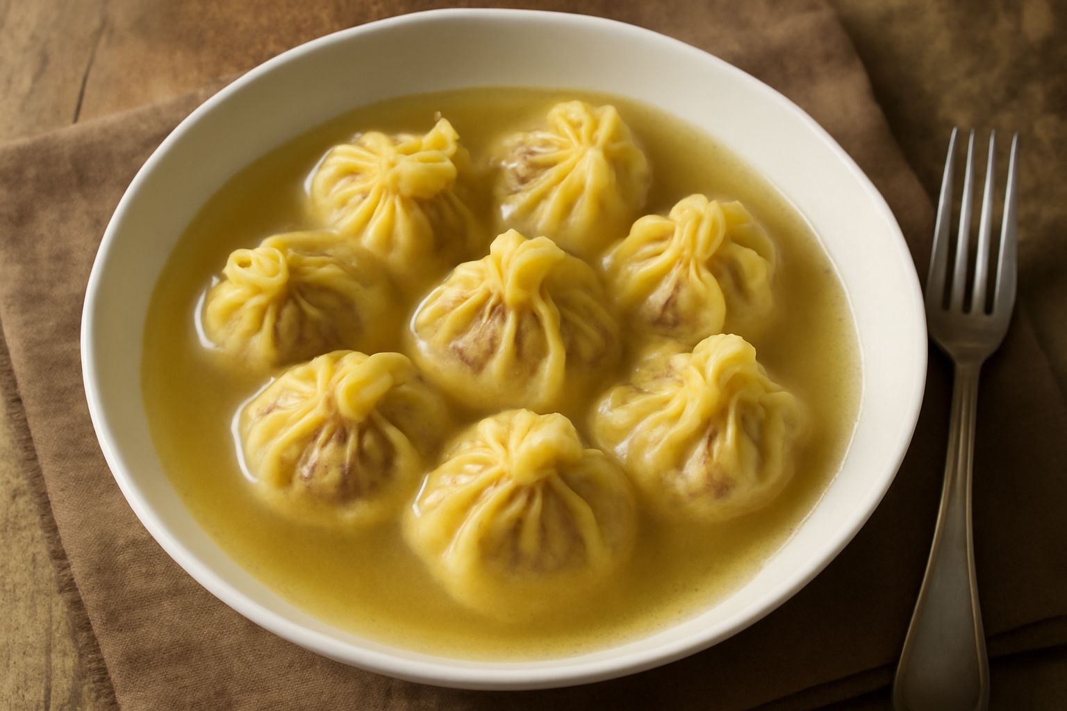 Piatto di pasta ripiena di spalla, sfoglia dorata in brodo caldo, guarnita con parmigiano grattugiato e pepe nero, accanto a un cucchiaio di brodo fumante