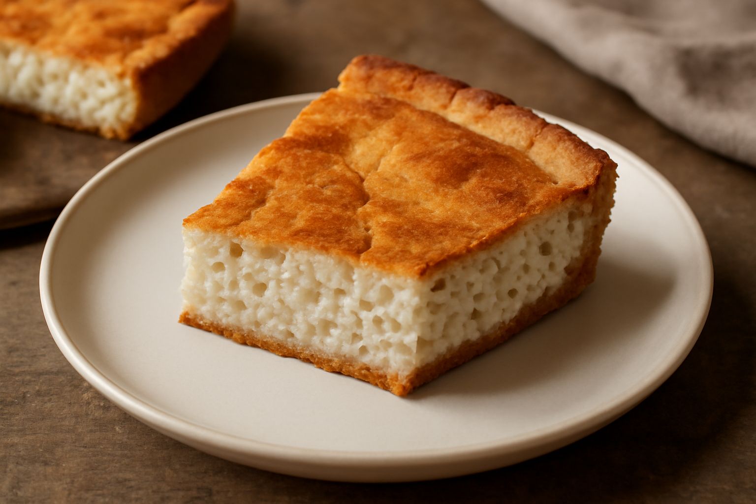 Pastiera sarda intera ancora nel tegame con pasta frolla dorata, superficie leggermente screpolata che mostra il ripieno di ricotta bianca al grano, bordi rialzati della pasta e decorazione di pasta c