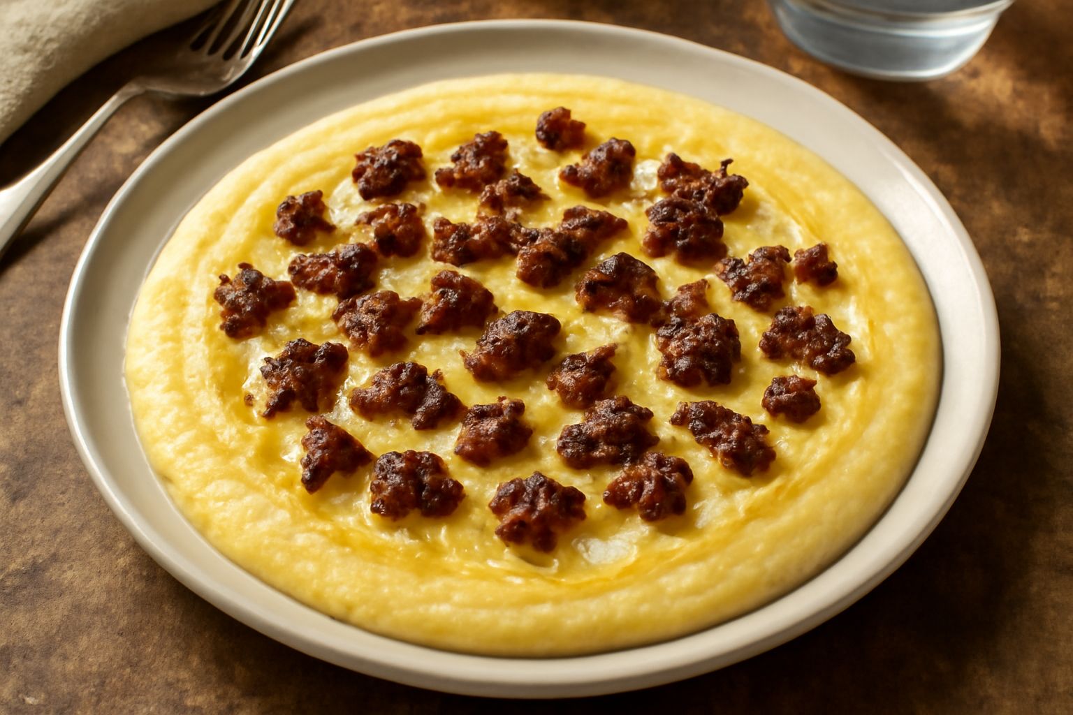 Polenta concia con salsiccia