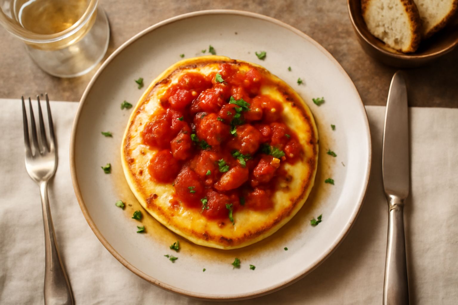 Fette di Provolone Valpadana color paglierino dorato su piatto bianco, disposte a ventaglio, accompagnate da pane tostato e mele affettate