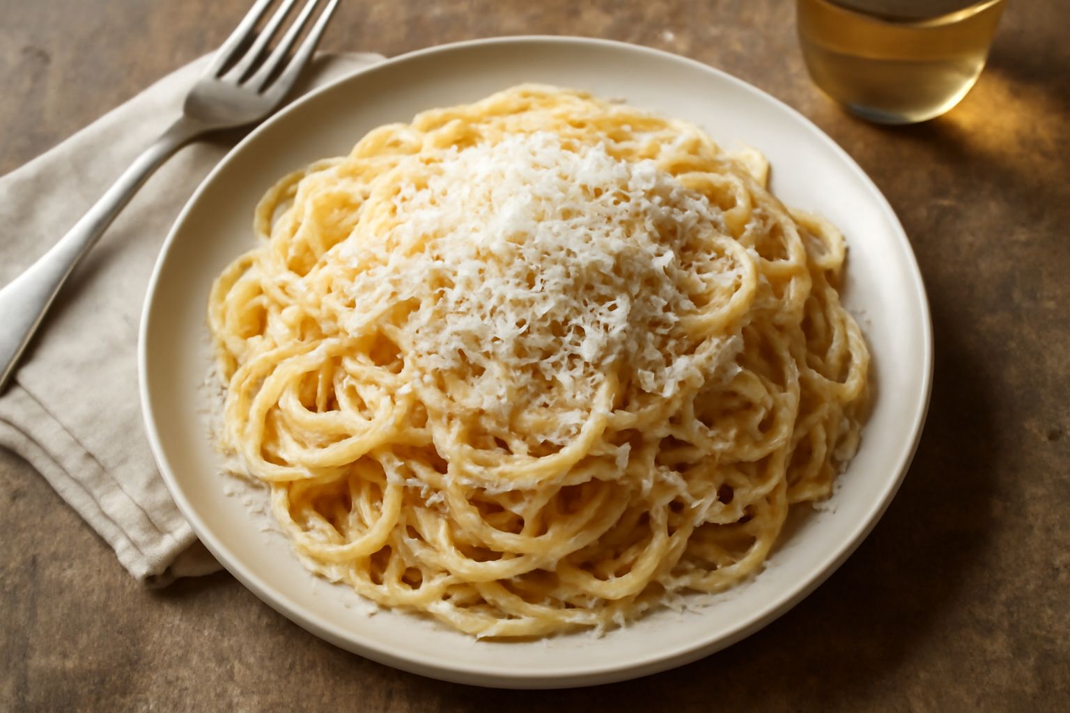 Ricotta salata intera e una montagna di ricotta salata grattugiata su un piatto bianco, con una grattugia accanto e insalata verde sfocata dietro