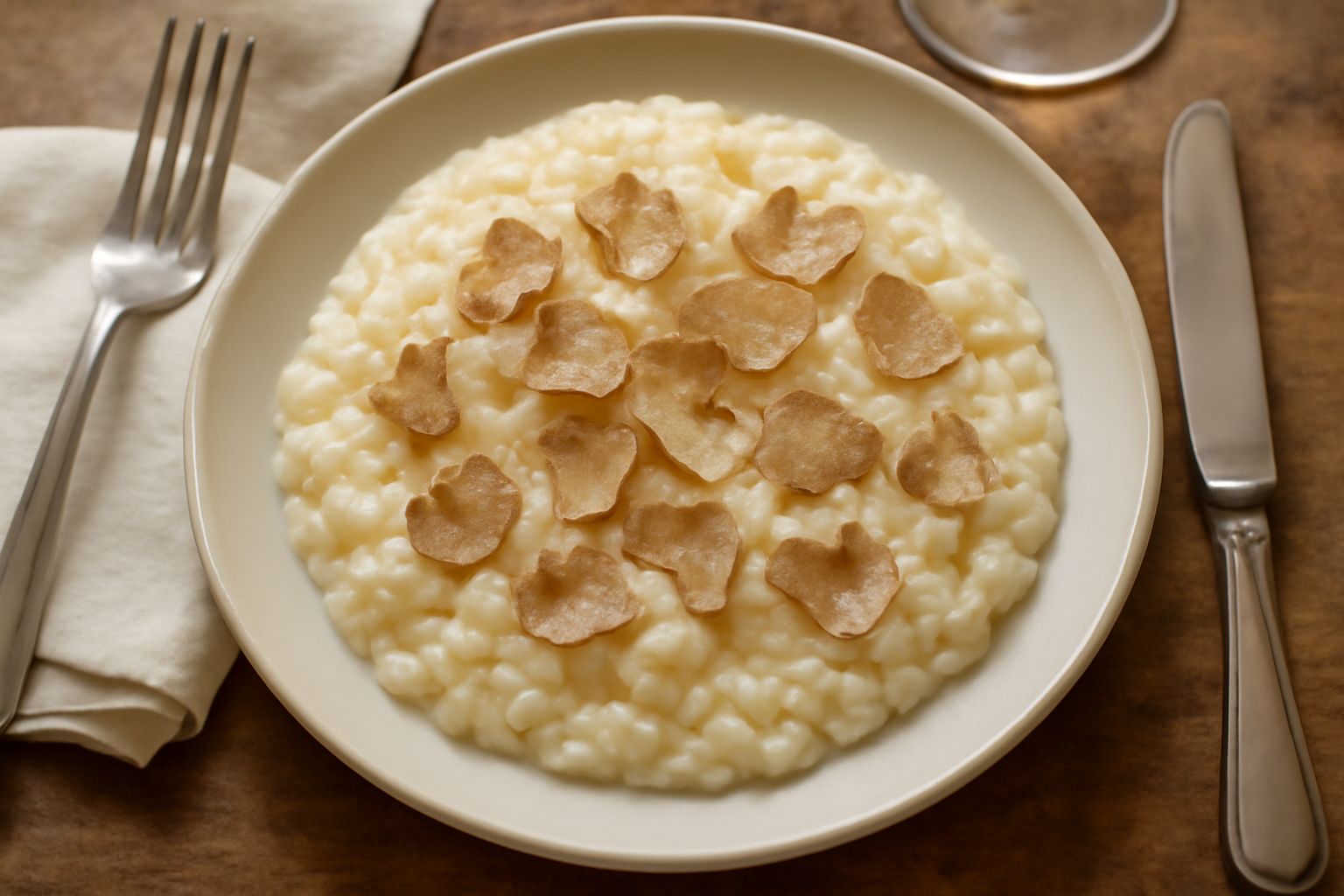 Tartufo bianco d'Alba intero e rugoso su uno strofinaccio di lino bianco, con una grattugia accanto e fette sottili di tartufo appena grattugiate