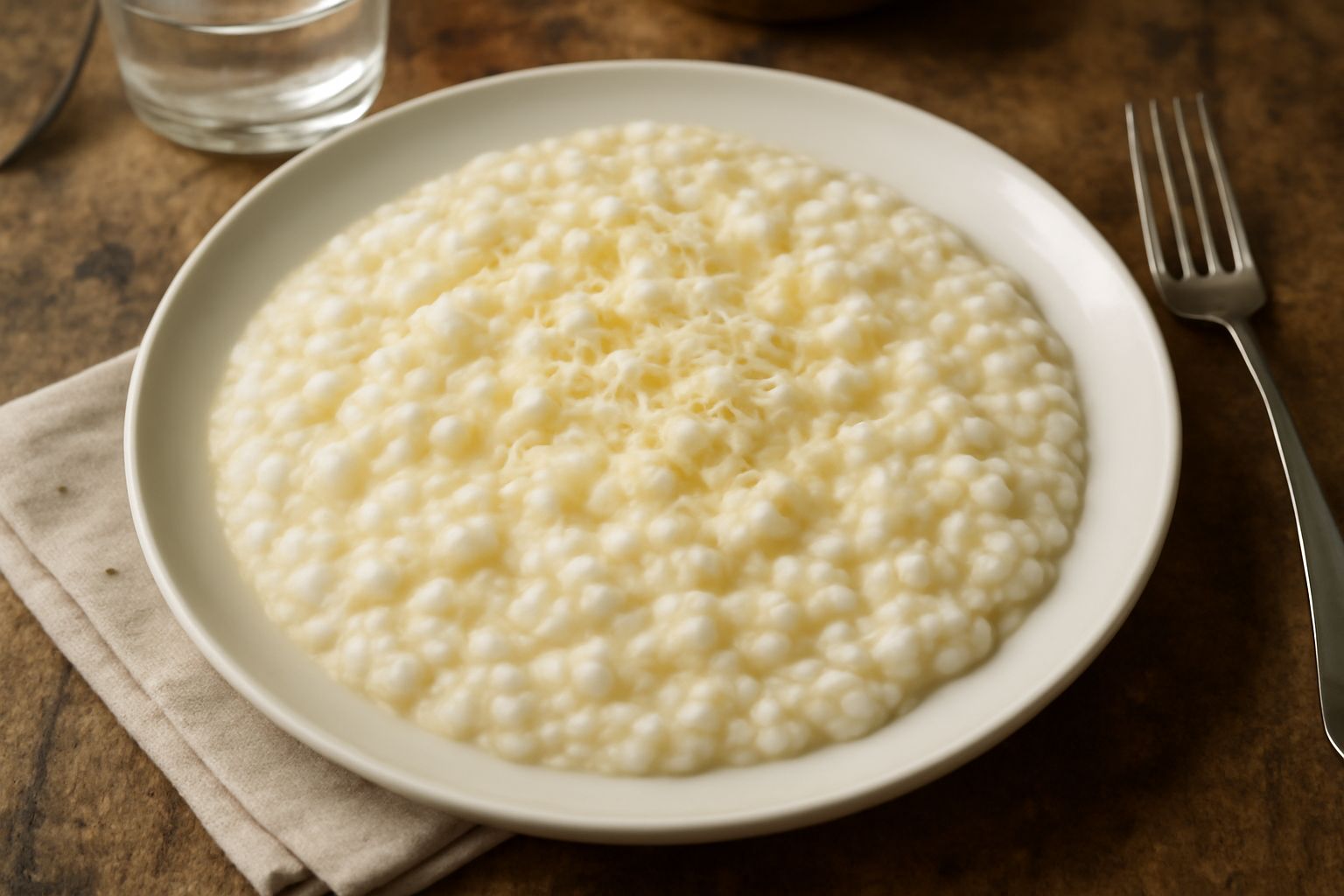 Risotto alla pilota in piatto bianco, cremoso e dorato, mantecato con burro e formaggio grattugiato, guarnito da un riccio di parmigiano fresco sulla superficie