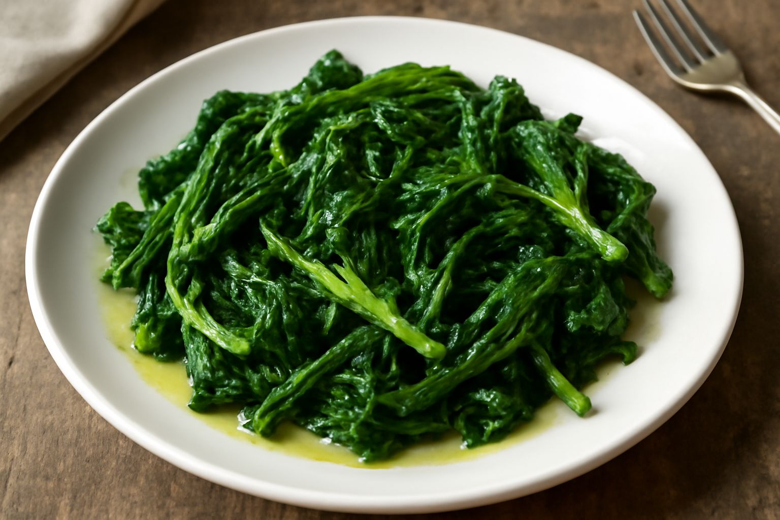 Cime di rapa verde scuro, croccanti e leggermente umide, disposte in un piatto bianco, condite con gocce di olio d'oliva dorato e scaglie di aglio crudo, peperoncino rosso visibile tra le foglie