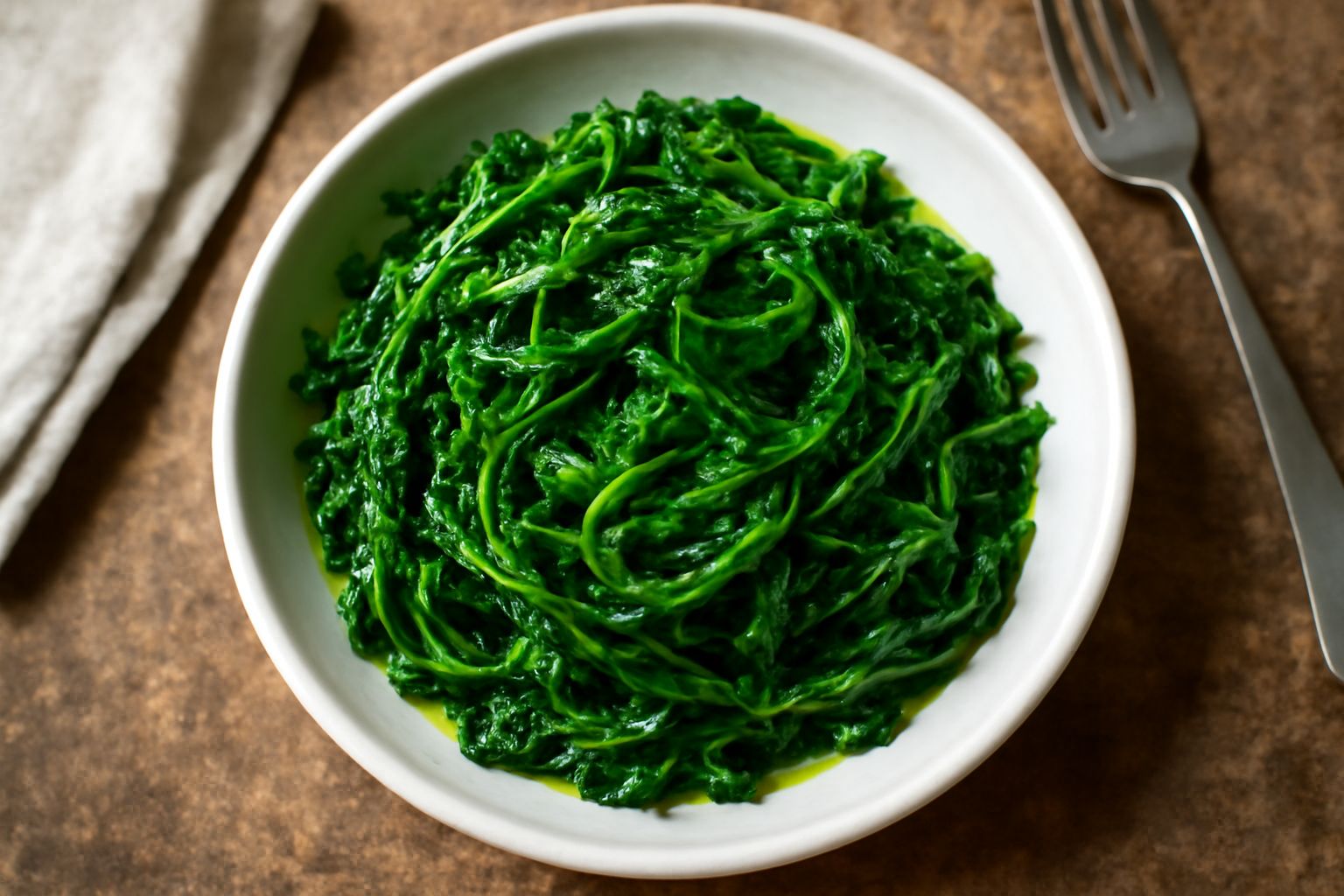 Ciotola di ceramica bianca con cime di rapa tagliate sottili, condite con olio d'oliva verde-dorato, fette di limone giallo e grani di sale marino sulla superficie, sfondo neutro