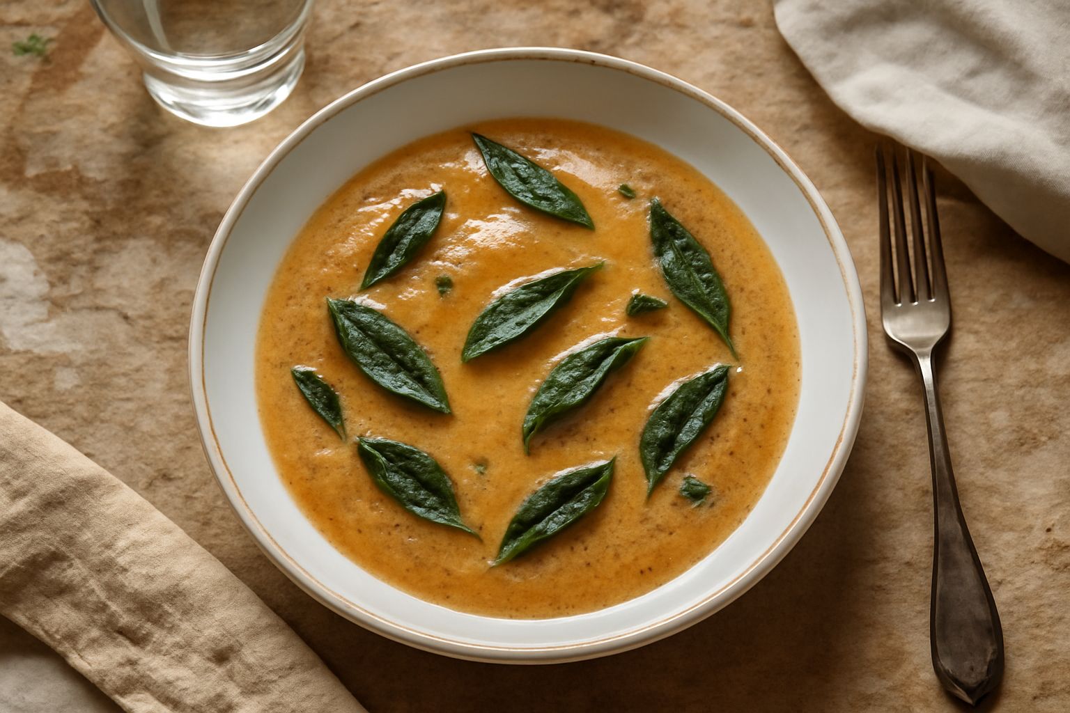 Piatto bianco con salsa di burro dorato con foglie di salvia scura, leggermente bollicchiante, versata su pasta all'uovo fresca