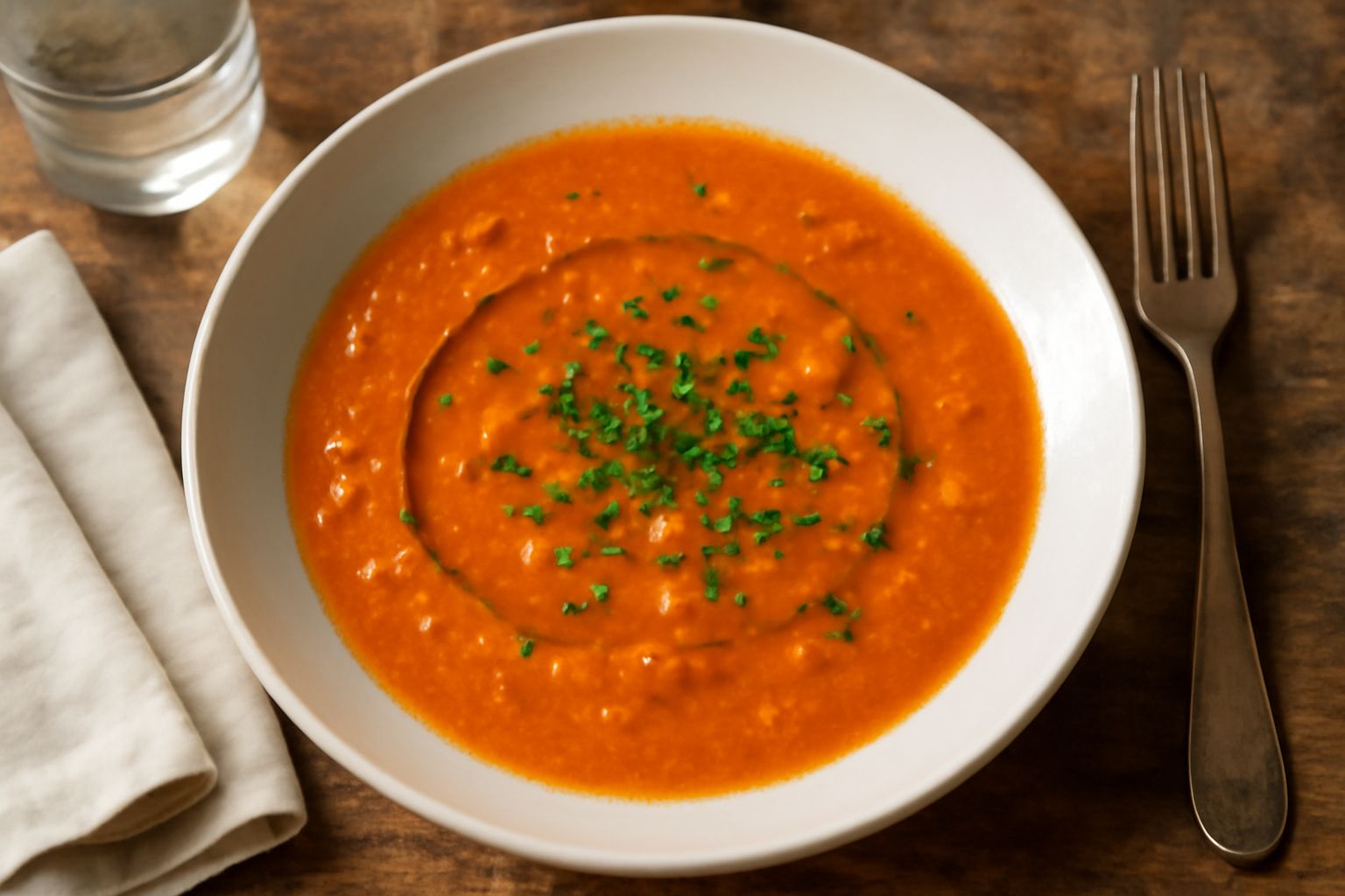 Salsa di triglie di colore arancio-rosato servita in una ciotola bianca, con olio d'oliva lucido in superficie, erba cipollina fresca e triglie intere di sfondo su un piatto di ceramica grigia