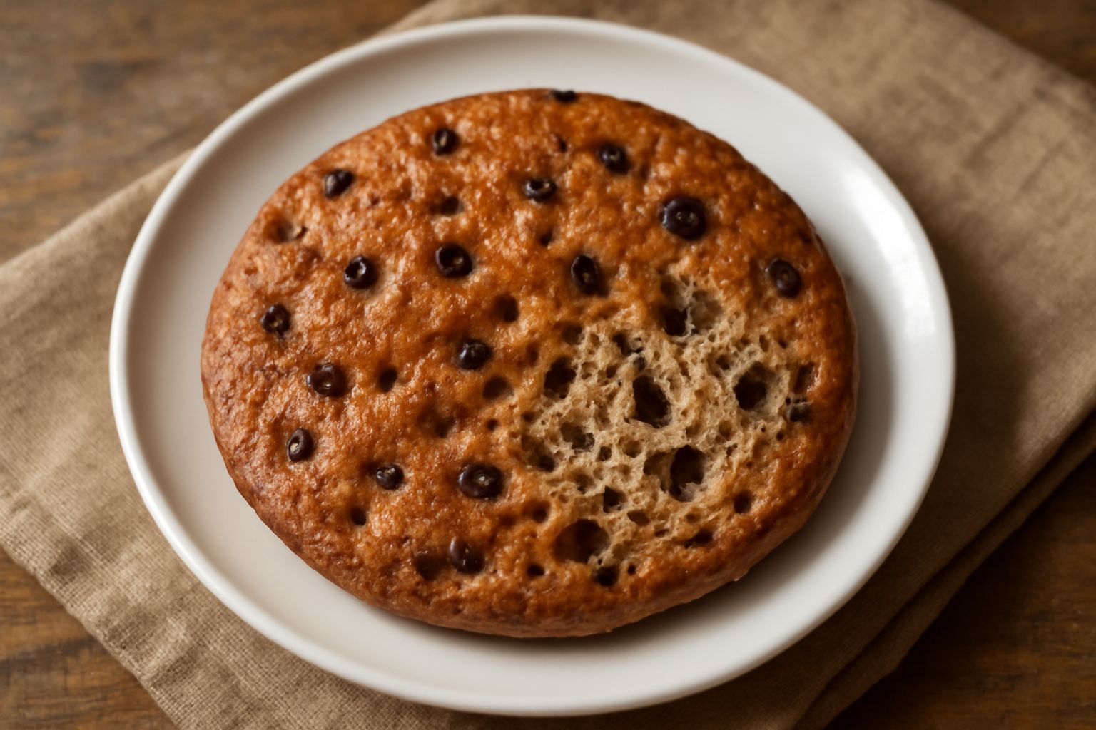 Fette di Schüttelbrot color ambra dorate, croccanti e brillanti, con visibili pezzetti di frutta secca e uvetta, disposte su una tavola di legno scuro, sfondo chiaro diffuso