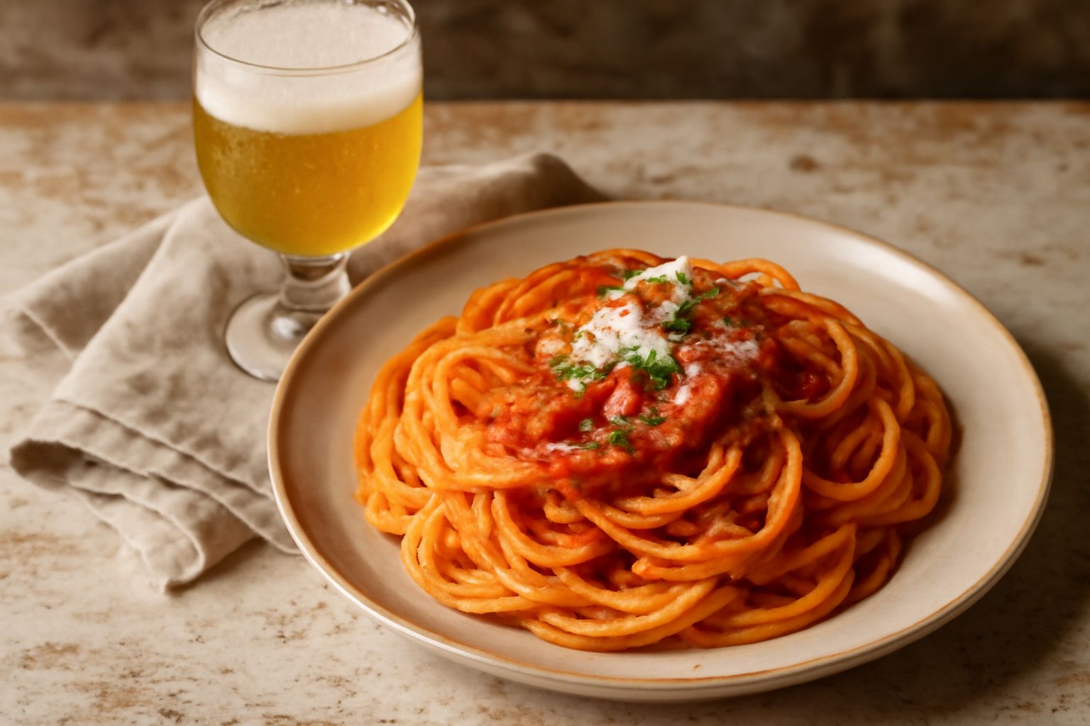 Un bicchiere trasparente di sidro abruzzese color ambrato chiaro, leggermente frizzante, accanto a mele rosse fresche tagliate a metà su un tavolo di legno chiaro