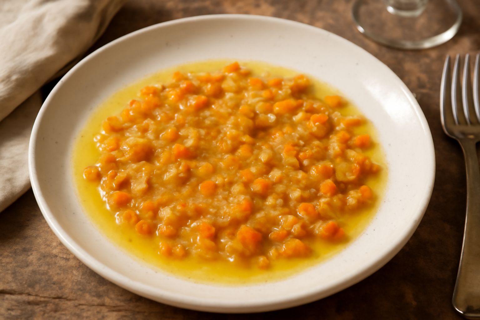 Soffritto reggiano appena rosolato in pentola: cipolla, sedano e carota tagliati a dadini, trasparenti e leggermente dorati, in olio caldo su fuoco moderato