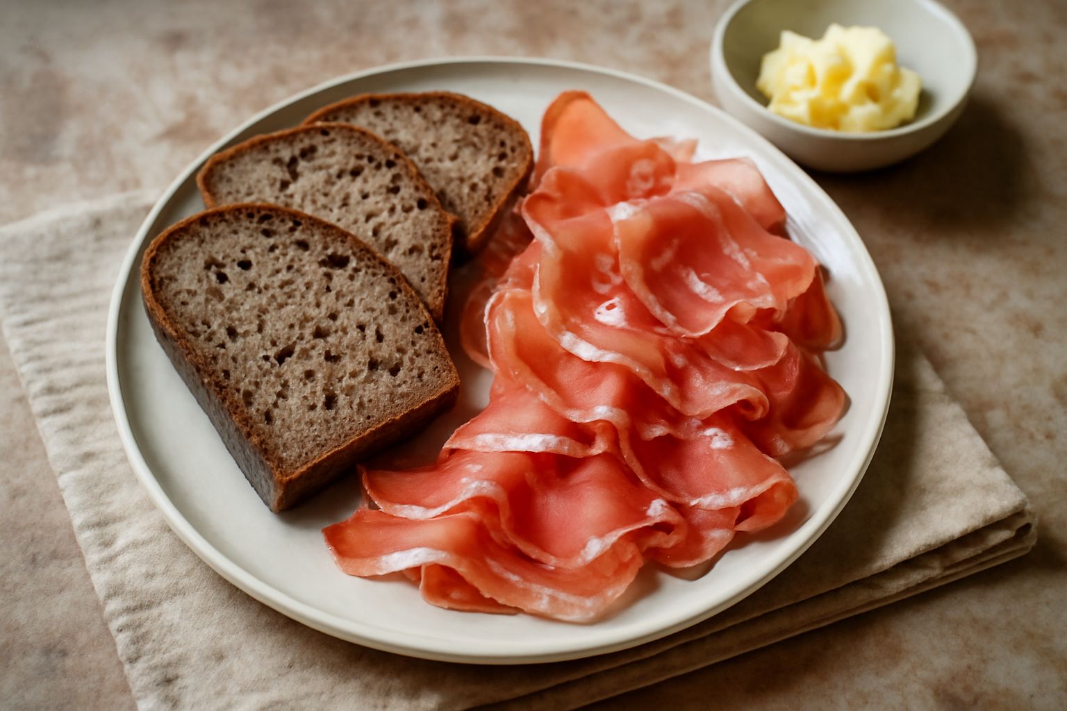 Speck affumicato con pane nero