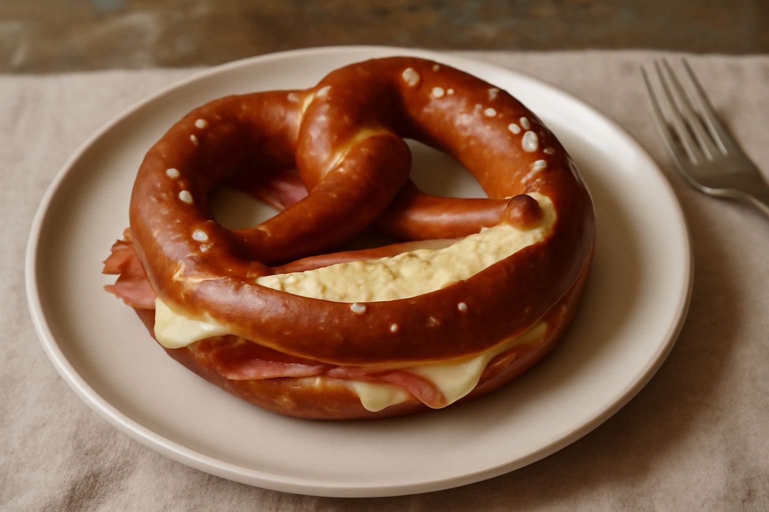 Speck und Käse Bretzel
