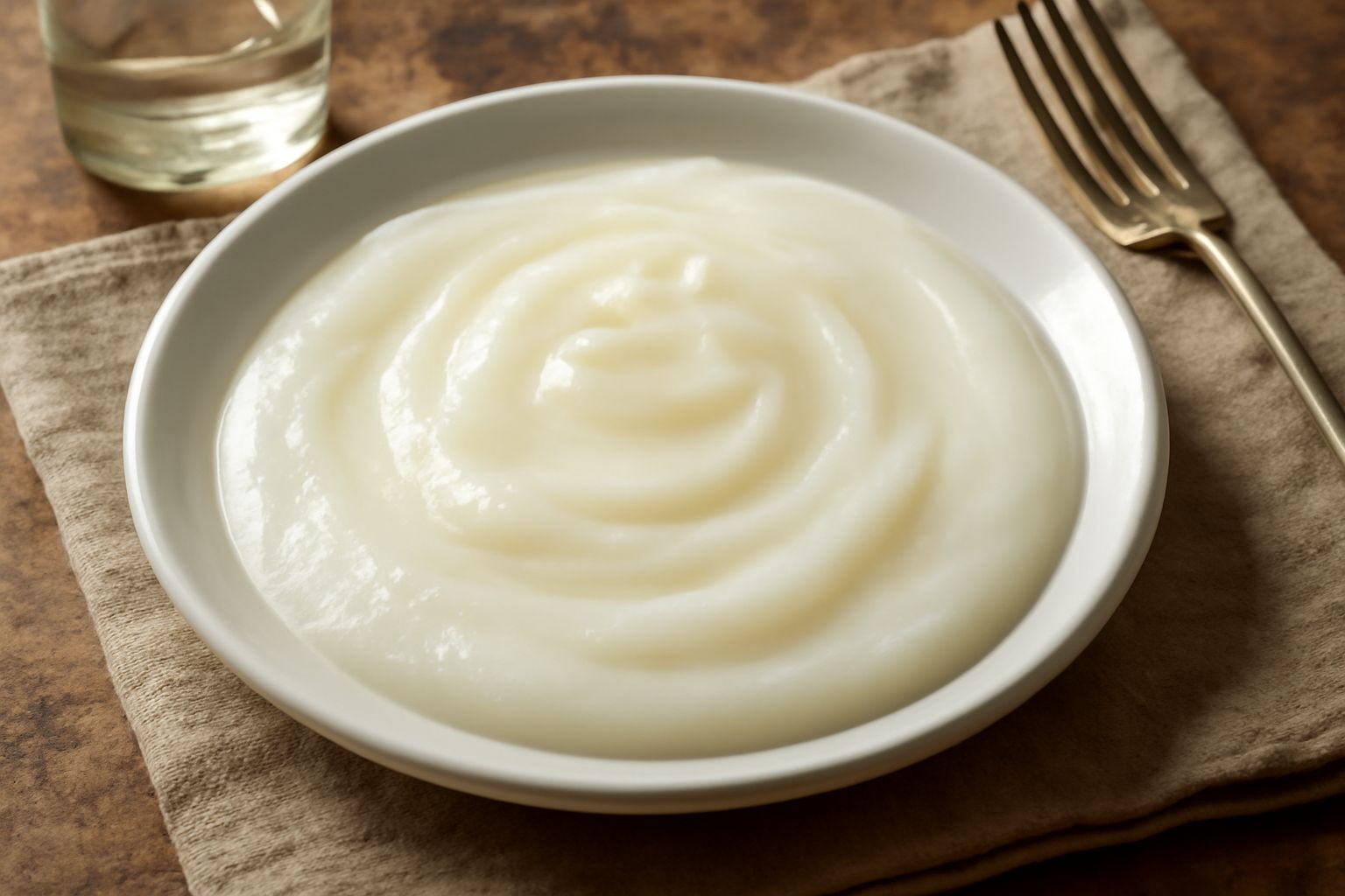 Strutto bianco cremoso in un contenitore di vetro, con un cucchiaio di legno appoggiato accanto, sfondo grigio neutro e luce naturale
