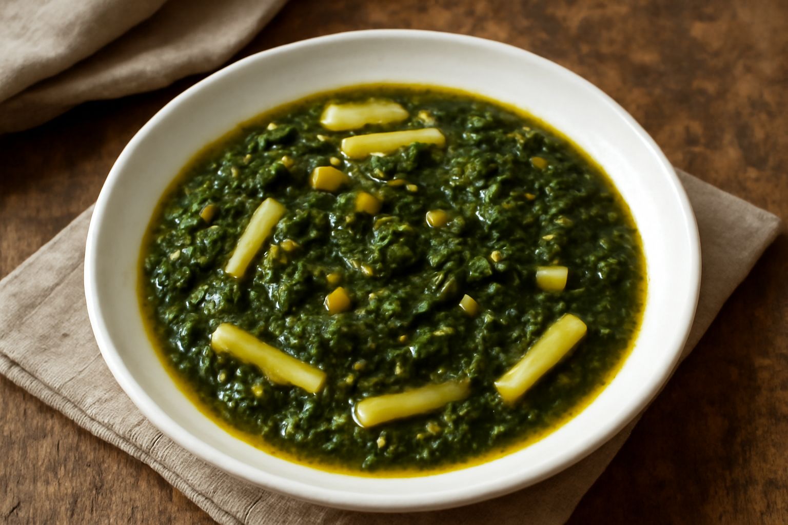 Piatto di pasta bianca condito con sugo di scarola verde scuro, illuminato dalla luce naturale, con gocce d'olio visibili e qualche floccetto di parmigiano sparse sulla superficie