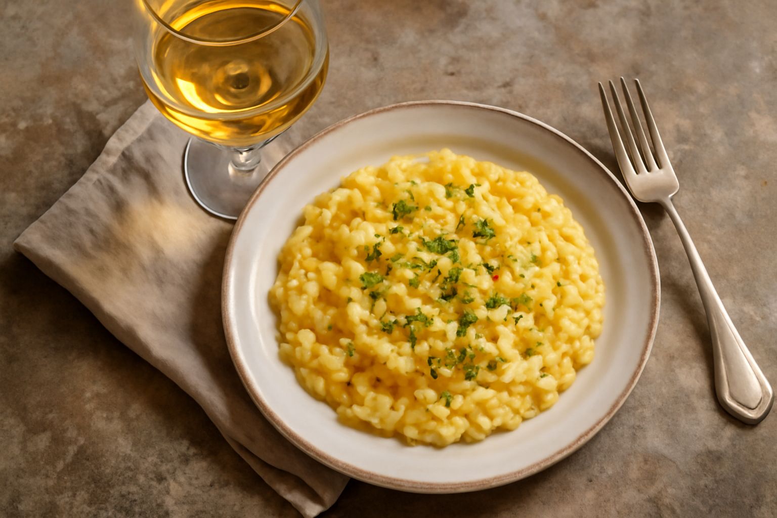 Bicchiere di vino bianco Tocai Friulano dal colore giallo paglierino trasparente, con riflessi dorati, servito su tavolo di legno con grappoli d'uva bianca e foglie di vite sfocate sullo sfondo