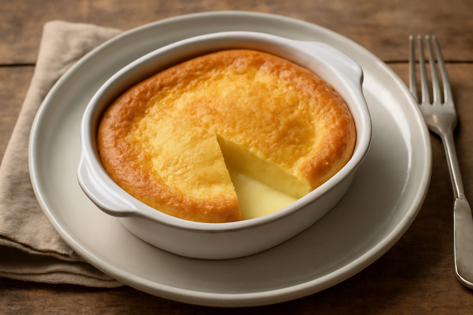Toma Cotta in Forno dorata in superficie, cremosa e compatta nel piatto bianco, circondata da pane tostato e insalata fresca verde