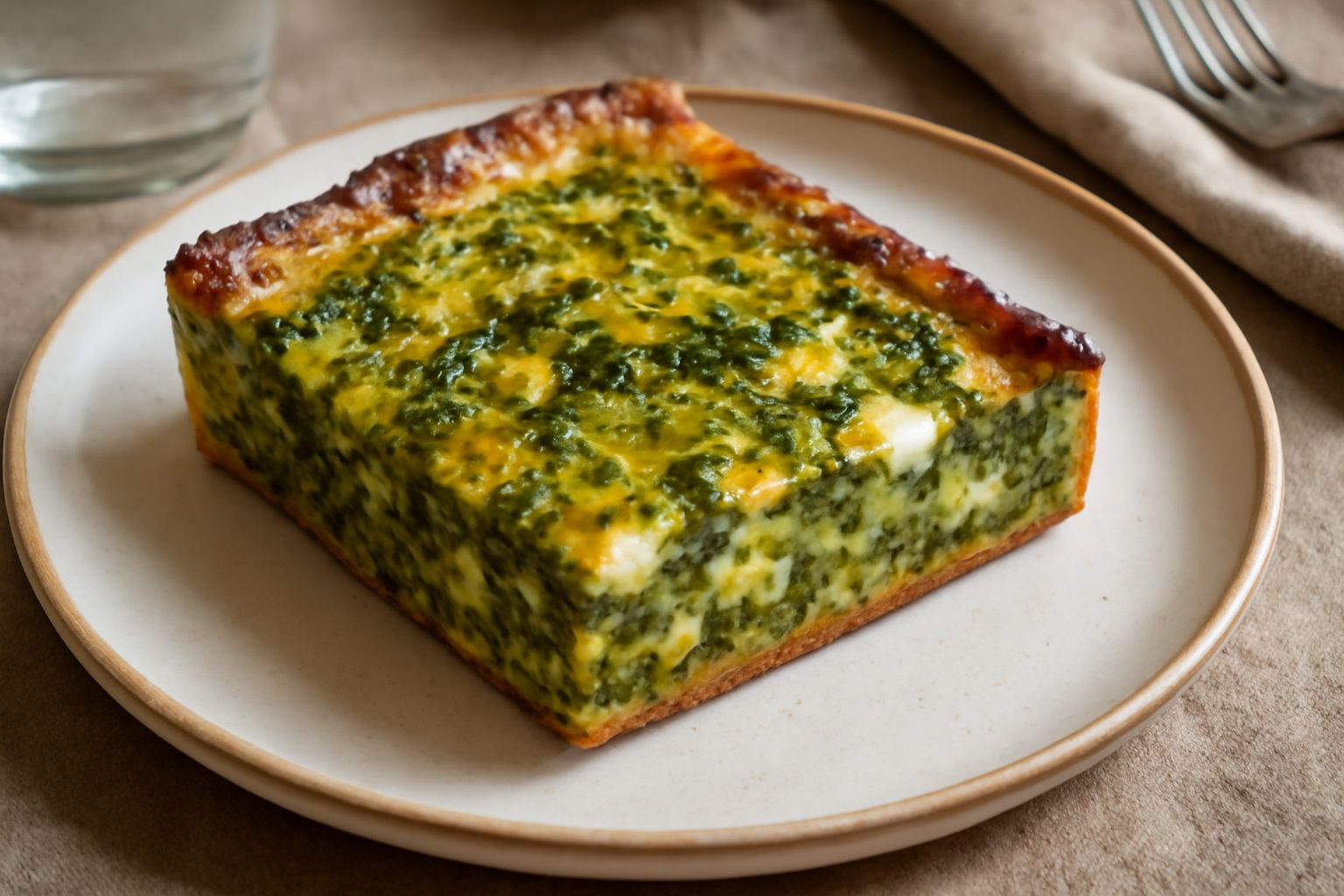 Torta di verdure della Maremma al forno, squadrata, intera e ancora tiepida, con superficie leggermente dorata. Visibile la trama irregolare della pasta brisée al bordo, verdure sminuzzate ben amalgam