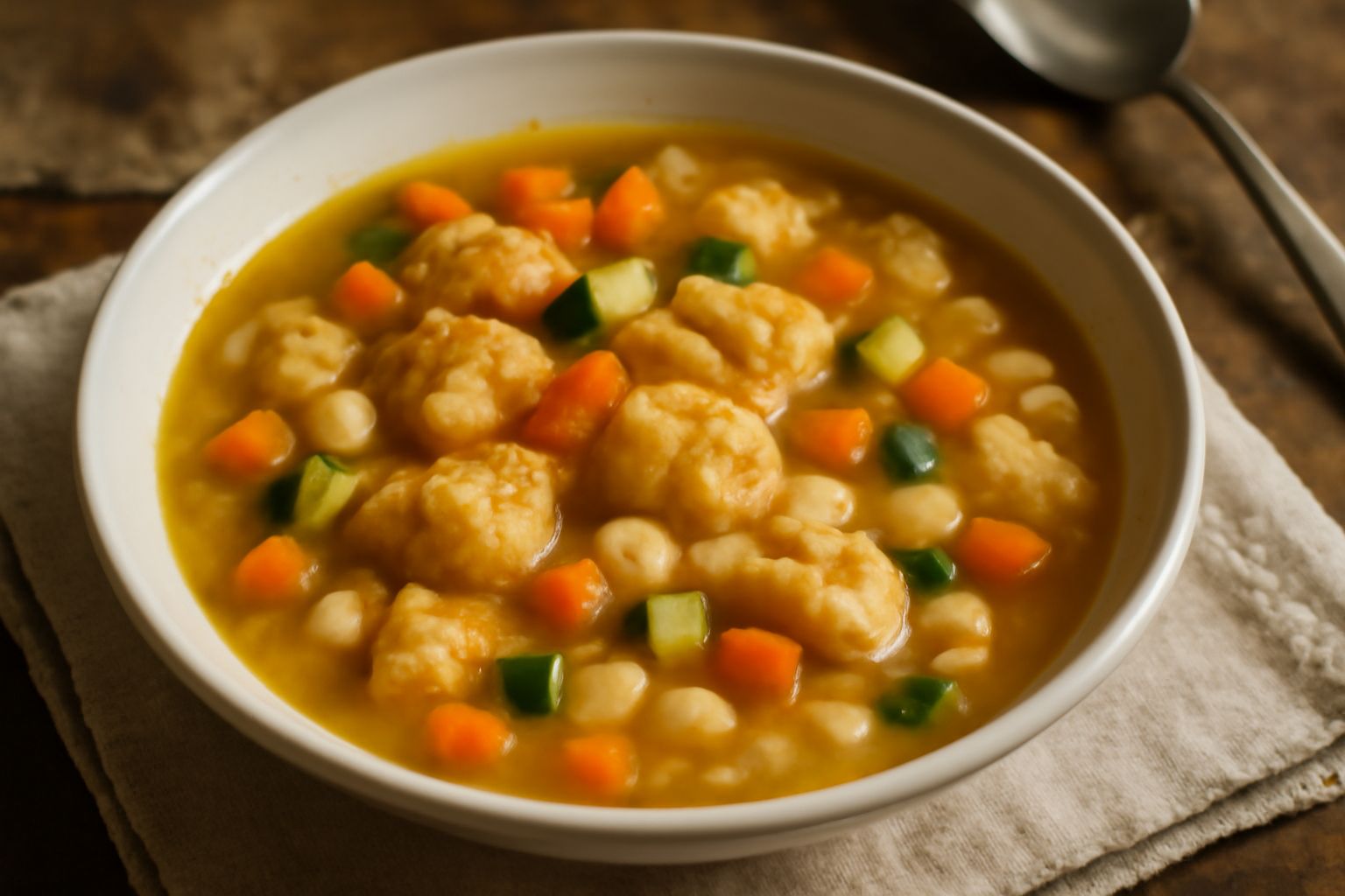 Minestrone color verde e arancione in una ciotola bianca, con visibili pezzi di pane raffermo ammorbidito nel brodo, verdure miste e legumi, sopra un piatto bianco con cucchiaio di legno
