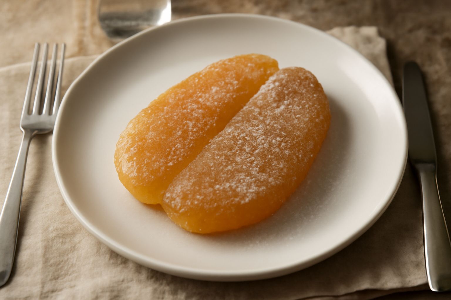 Uova di muggine salate essiccate disposte su un piatto bianco, di colore ambrato dorato, con cristalli di sale marino visibili sulla superficie, accanto a limone fresco tagliato a metà