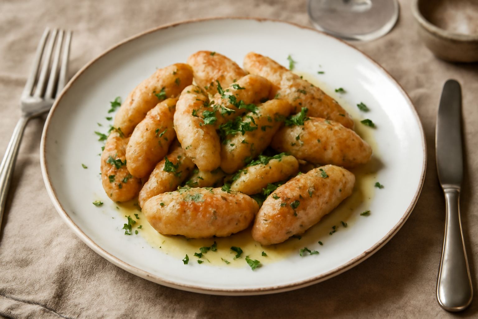 Fette di pane tostato ricoperte di burro e uova di pesce scure, decorate con fettine di limone sottile e qualche foglia di prezzemolo fresco