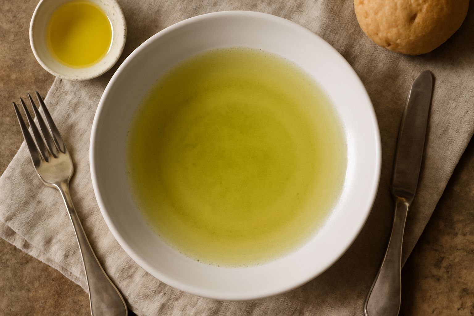 Bottiglia di vetro con verjuice trasparente e limpido di colore giallo paglierino, accanto a un grappolo di uve verdi acerbe su fondo bianco