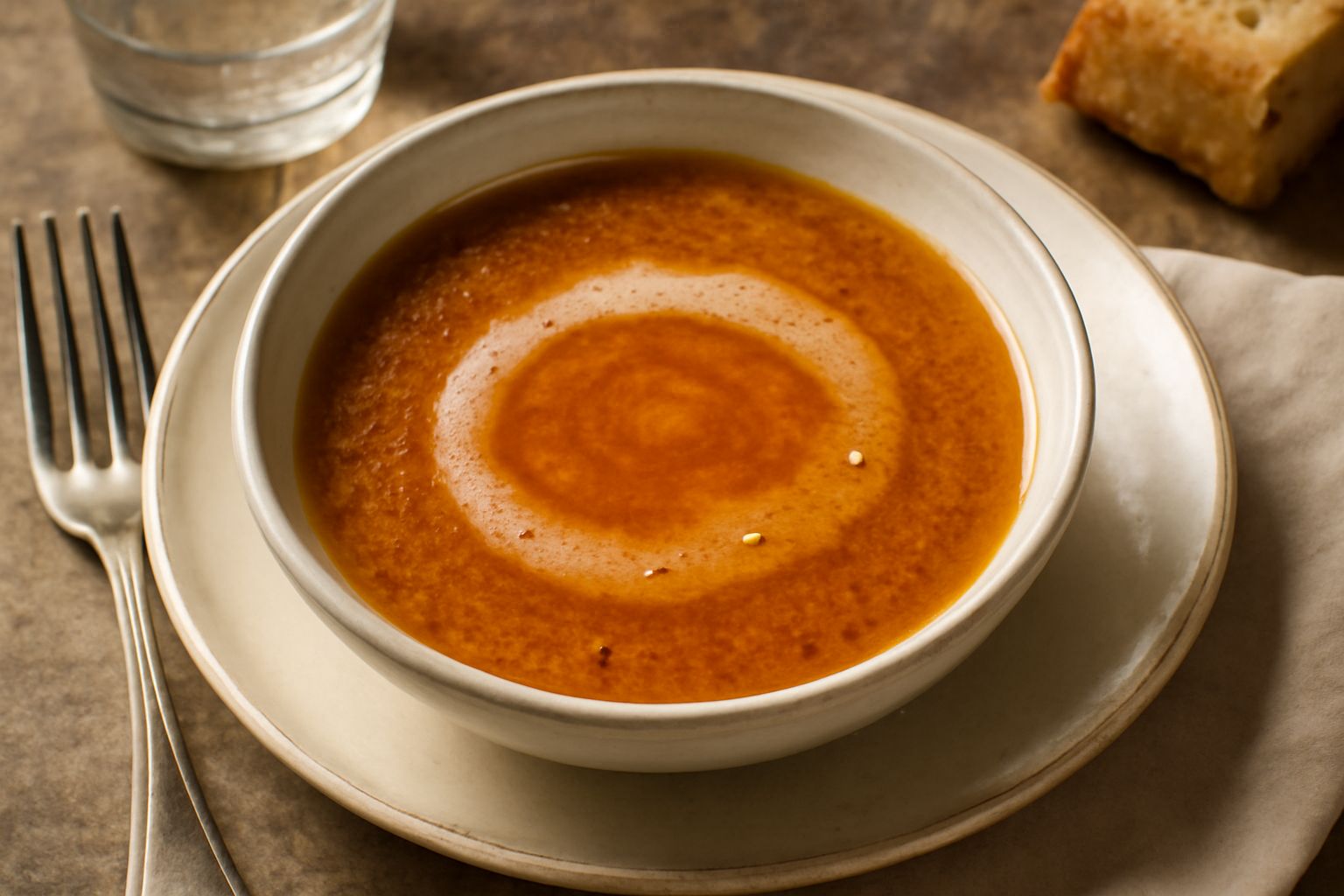 Vinaigrette marchigiana in una ciotola di vetro, liquido ambrato con sfumature rosse, accanto a bottiglie di olio e aceto su fondo di legno chiaro con foglie di prezzemolo fresco