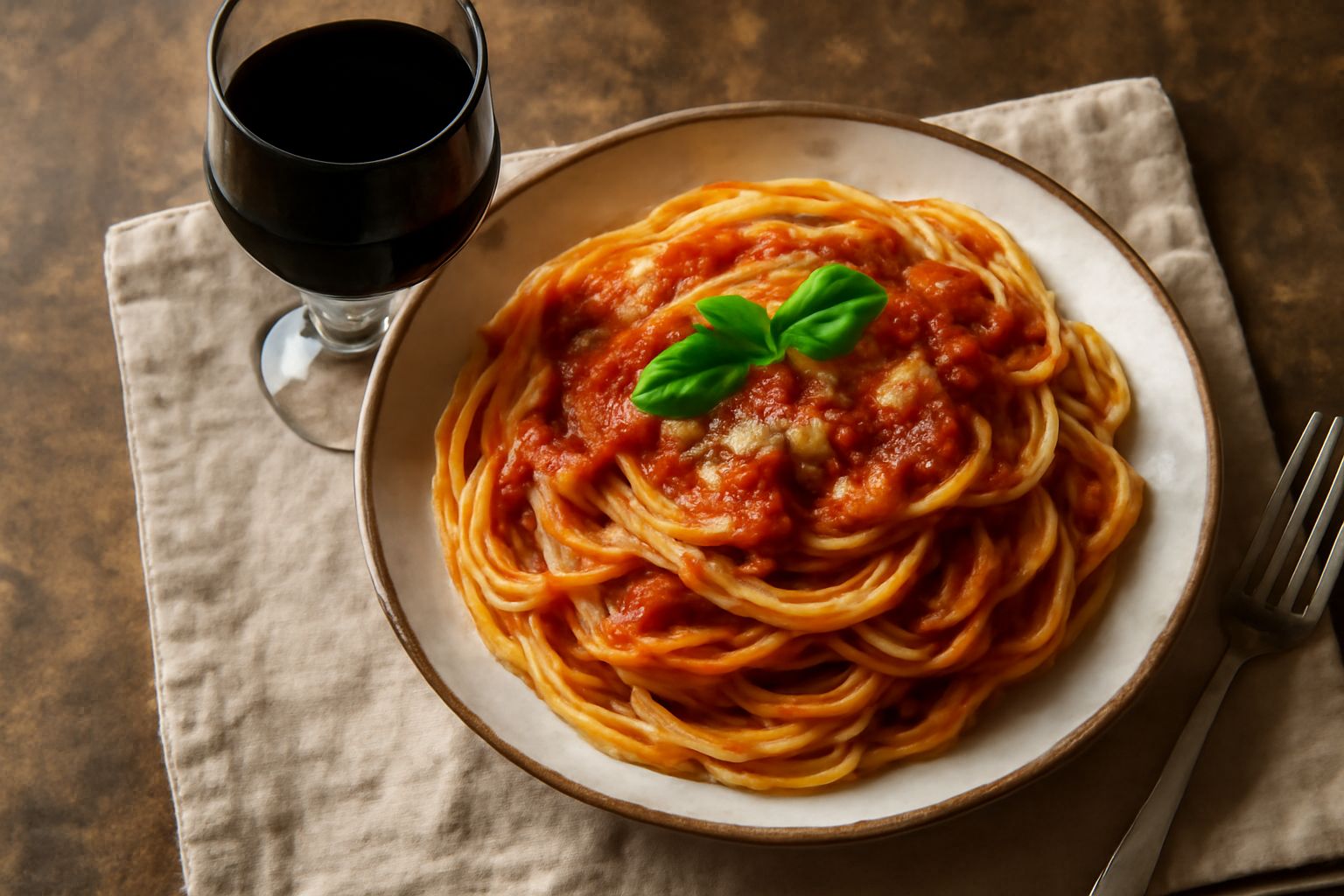 Bicchiere di vino rosso scuro quasi nero, denso, con riflessi granato, su fondo di legno invecchiato accanto a un grappolo d'uva nera appassita