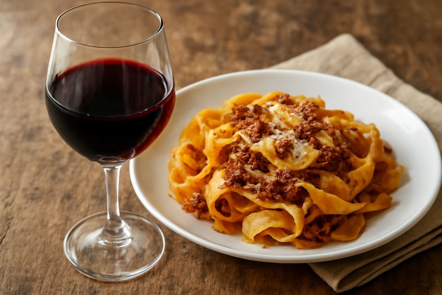 Calice di vino rosso granato con riflessi luminosi, affiancato da una bottiglia di vino della Valle d'Aosta in taverna rustica in pietra, con grappoli d'uva scura sfocati sullo sfondo