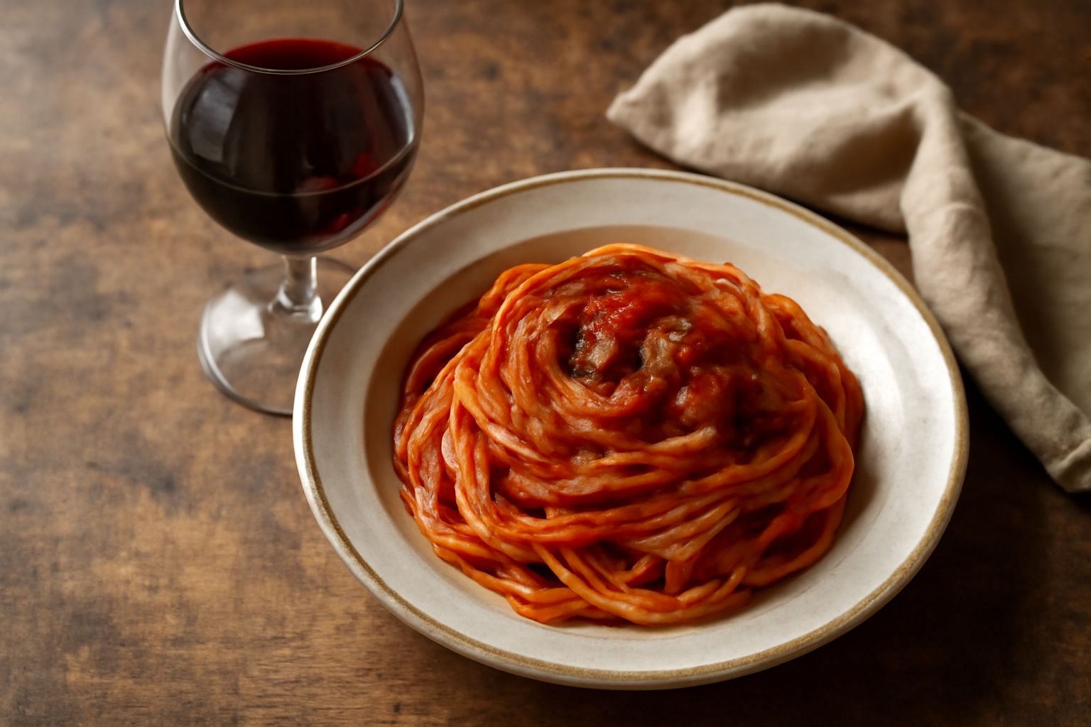 Bicchiere di vino rosso di Sutri con riflessi granato, servito accanto a formaggi e salumi su tavolo di legno scuro, bottiglia sullo sfondo