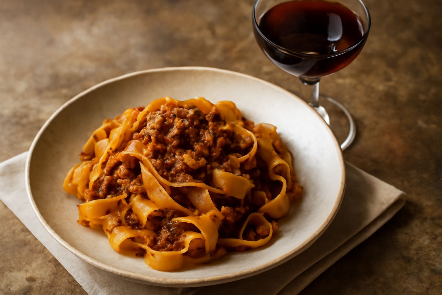 Un caratello di legno scuro su una mensola di cantina, con all'interno vino rosso trasparente color rubino, accanto bicchieri di degustazione e grappoli d'uva rossa secca